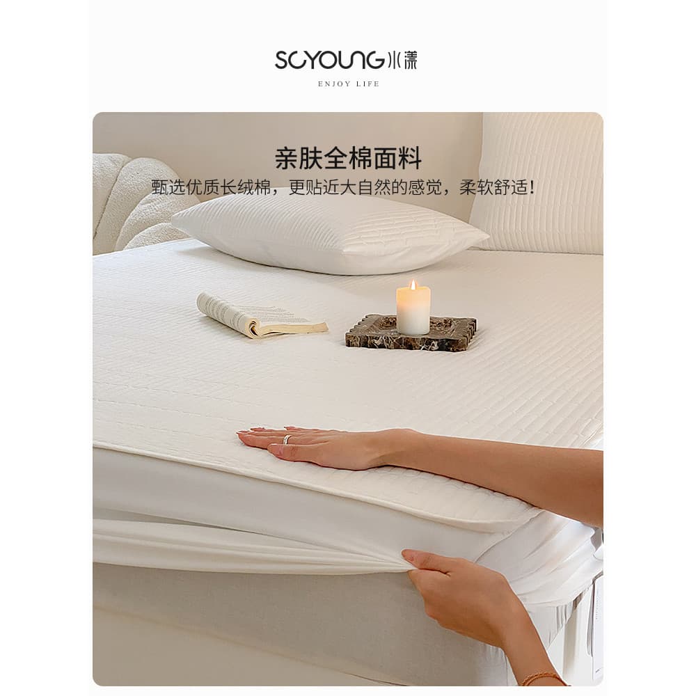 Star Hotel 100 Algodão Acolchoado Lençol Espessado Capa Anti-poeira de Peça Única Capa de Cama de Algodão Puro Capa Prot