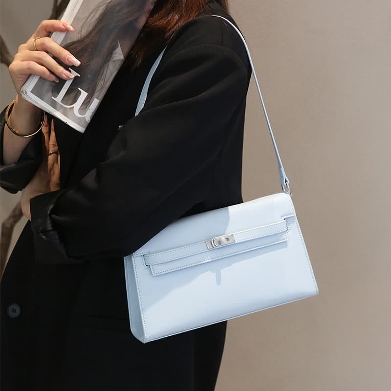 Bolsa de axilas grão de palma couro genuíno bolsa feminina moda bolsa de ombro bolsa mensageiro bolsa baguete
