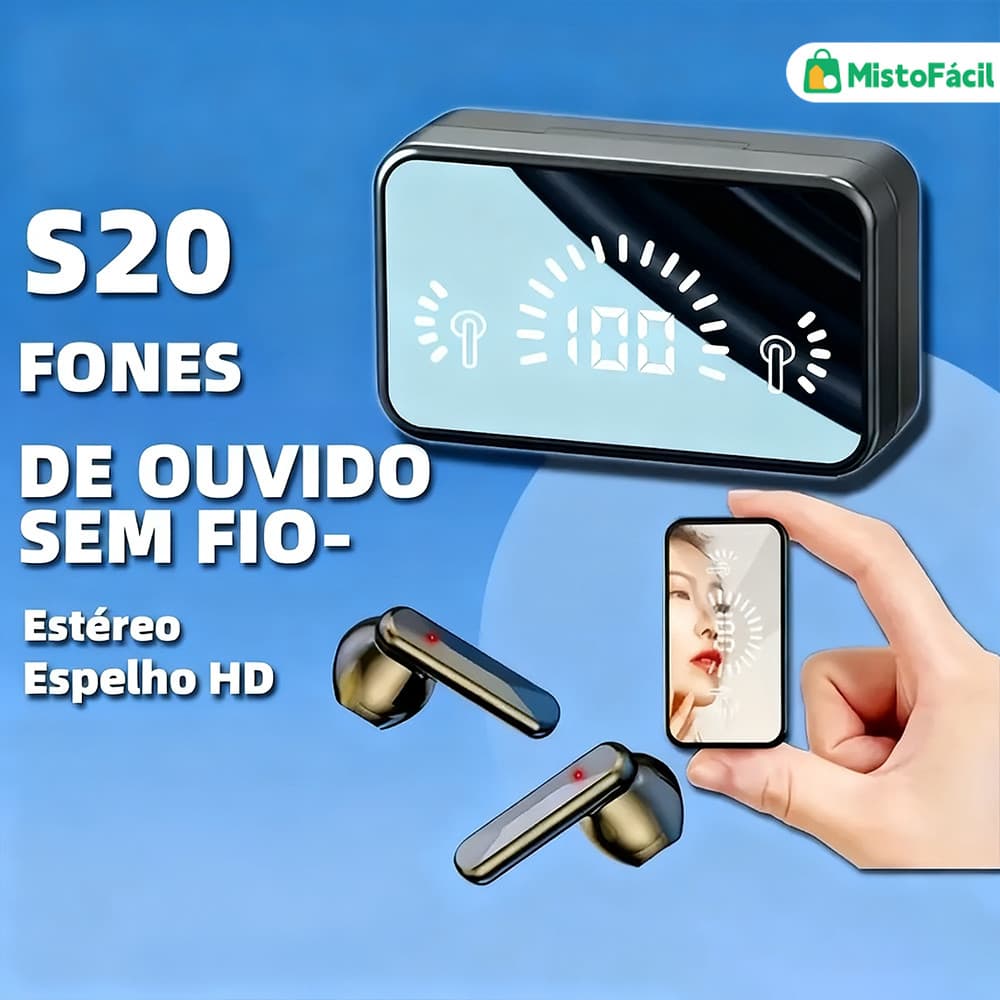 S20/E6S Fones Intra-auriculares à Prova D'água com Bluetooth 5.2, Som Estéreo de Alta Qualidade e Controle por Toque