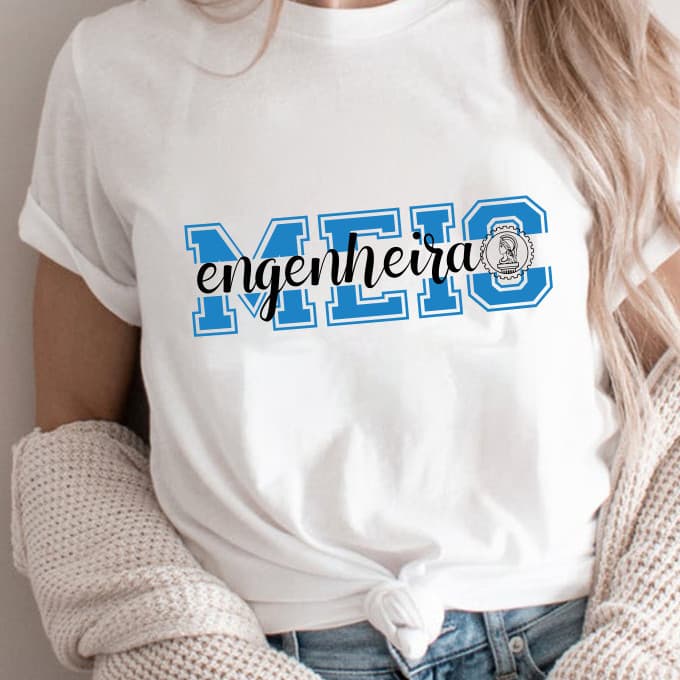 Camiseta Profissões Meio Engenheira Estudante Rita Modas