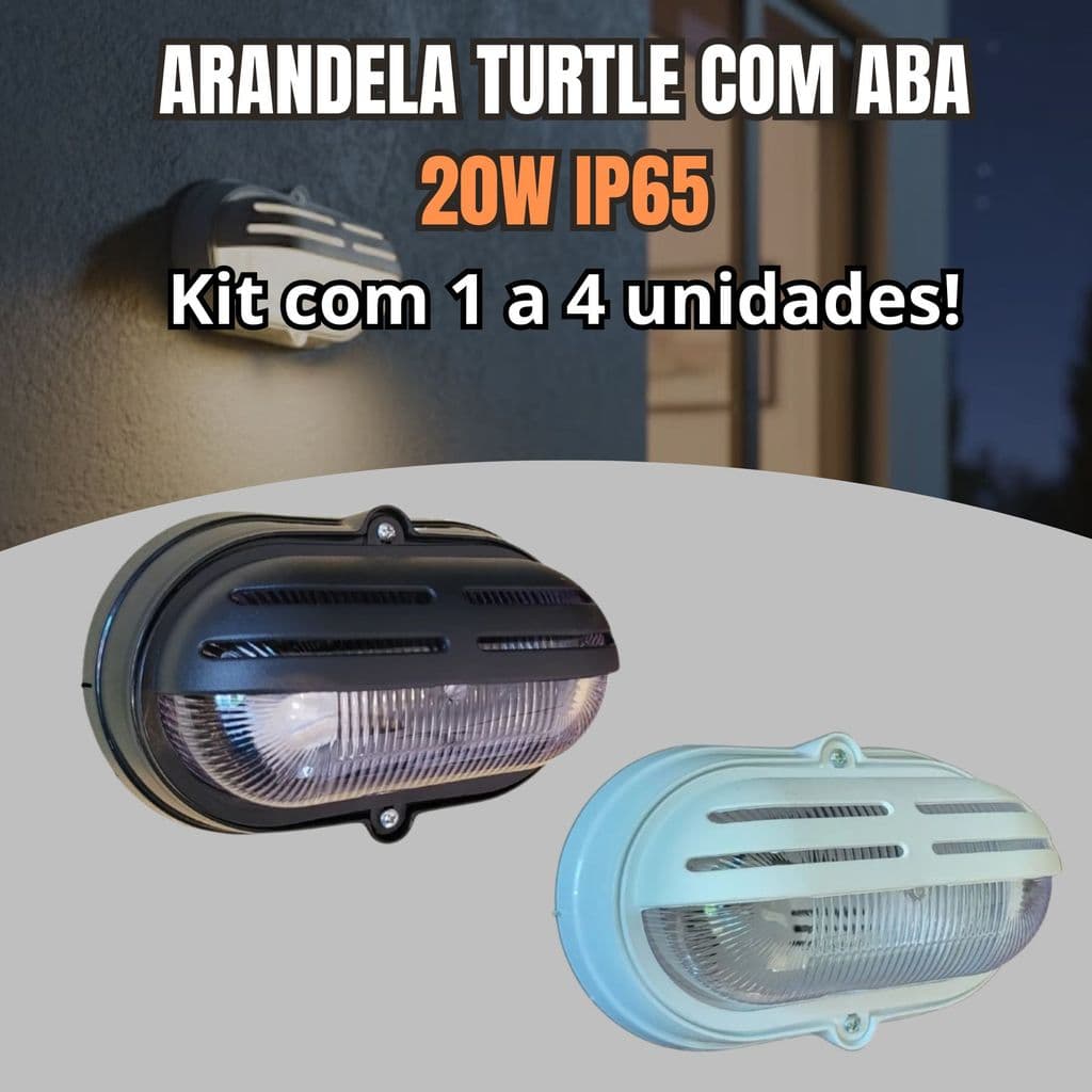 Arandela Tartaruga Externa Pega Chuva Muro Jardim IP65 E27 Bocal Normal