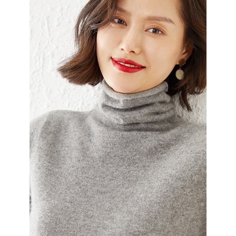 High-End sentimento outono inverno novo estilo gola pilha camisa de fundo feminino solto gola alta camisola roupa interi