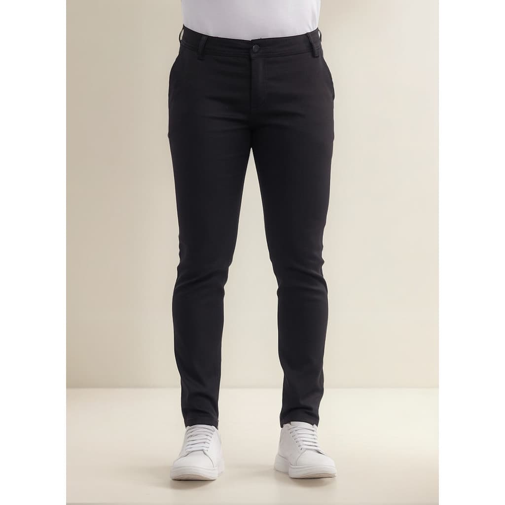 Calça Masculina Sarja Premium Preta Slim Fit | Social Casual Chino