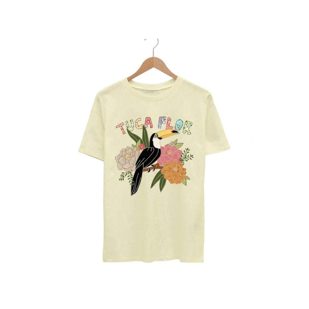 Camiseta Tuca Flor Feminina Inspiração Tropical Estilosa Algodão