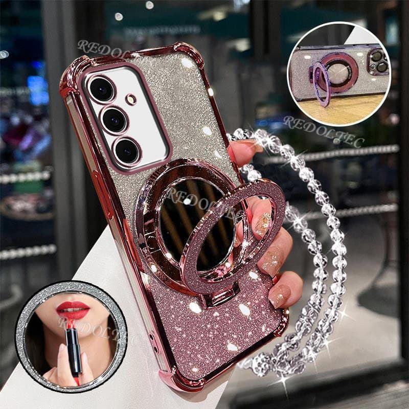 Capa ZXCA para Samsung Galaxy A25 A35 A33 A34 A55 5G Glitter Capa de telefone Novo estilo Lente com tudo incluído Luxo H