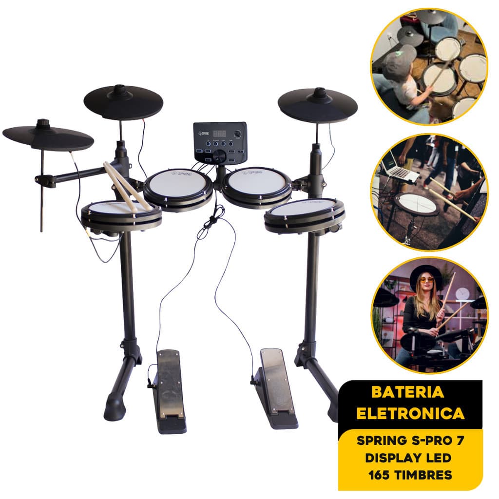 Bateria Eletrônica Completa Profissional Spring S-PRO 7