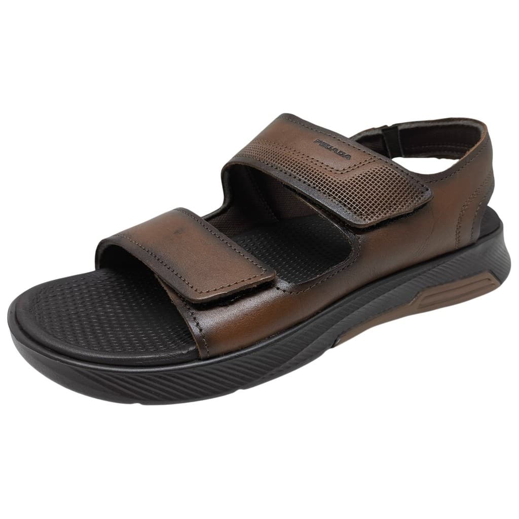 Sandália Masculina Ajustável Leve Conforto Couro Pegada
