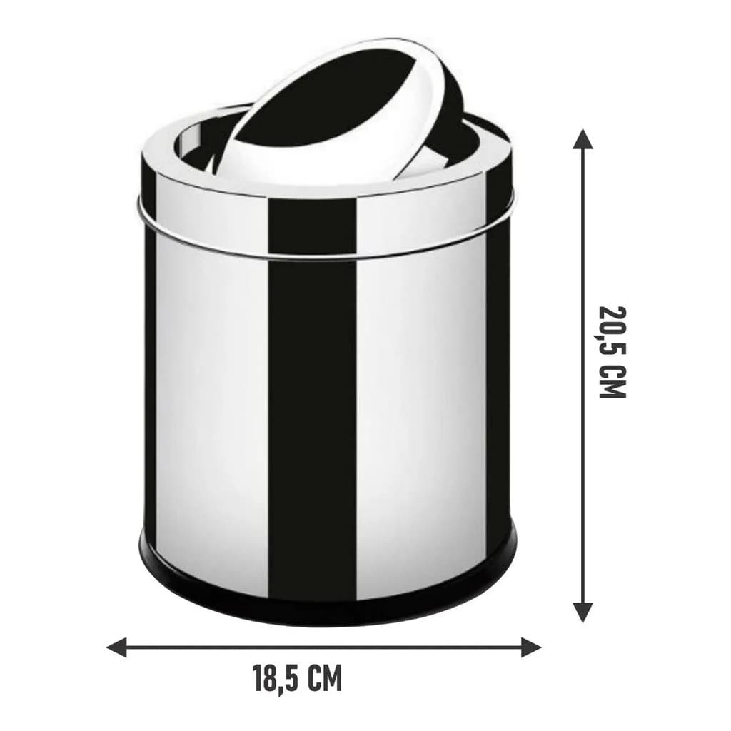 Lixeira Cesto De Lixo Basculante 5 Litros Inox Não Enferruja
