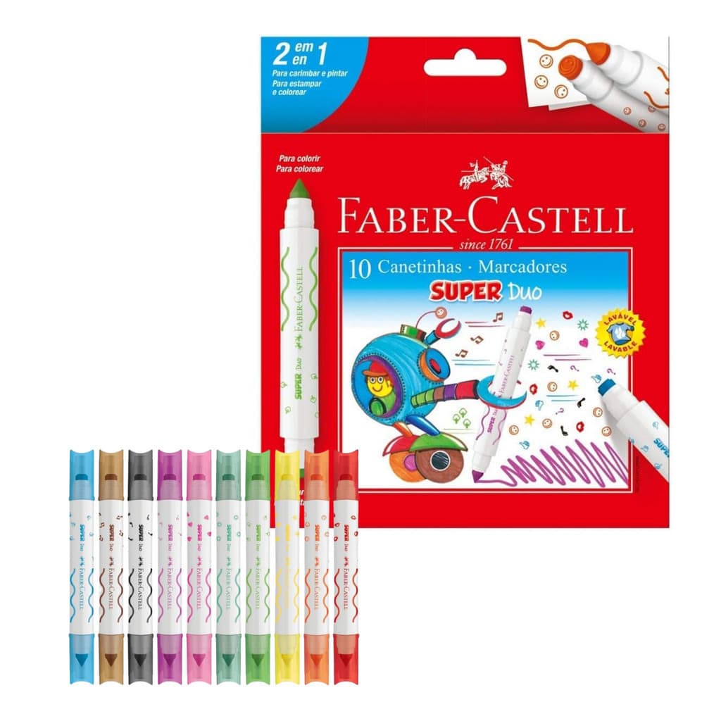 Caneta Hidrográfica Super Duo com 10 cores Faber-Castell