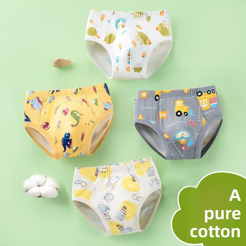 4 peças-cuecas infantis de algodão puro para meninos