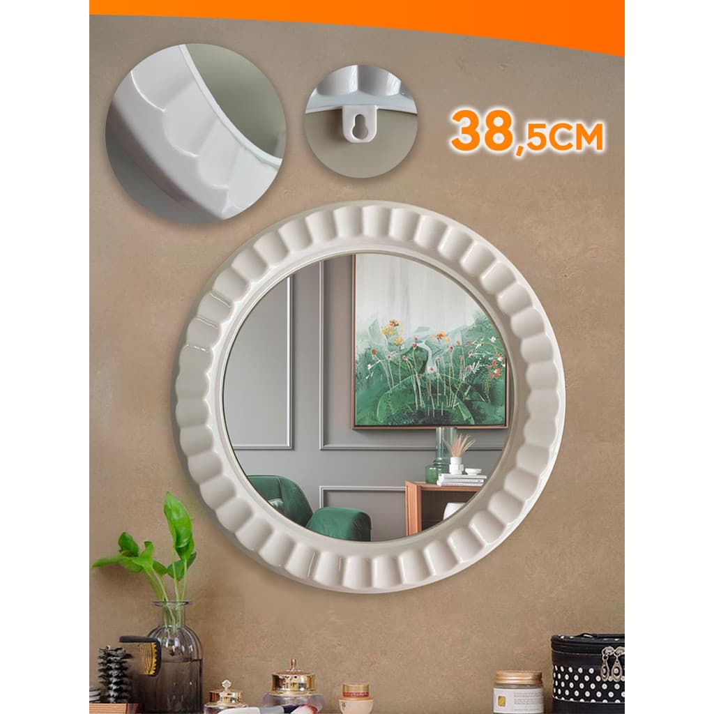 Espelho Com Moldura Ondulada De Plástico De 39cm - Branca