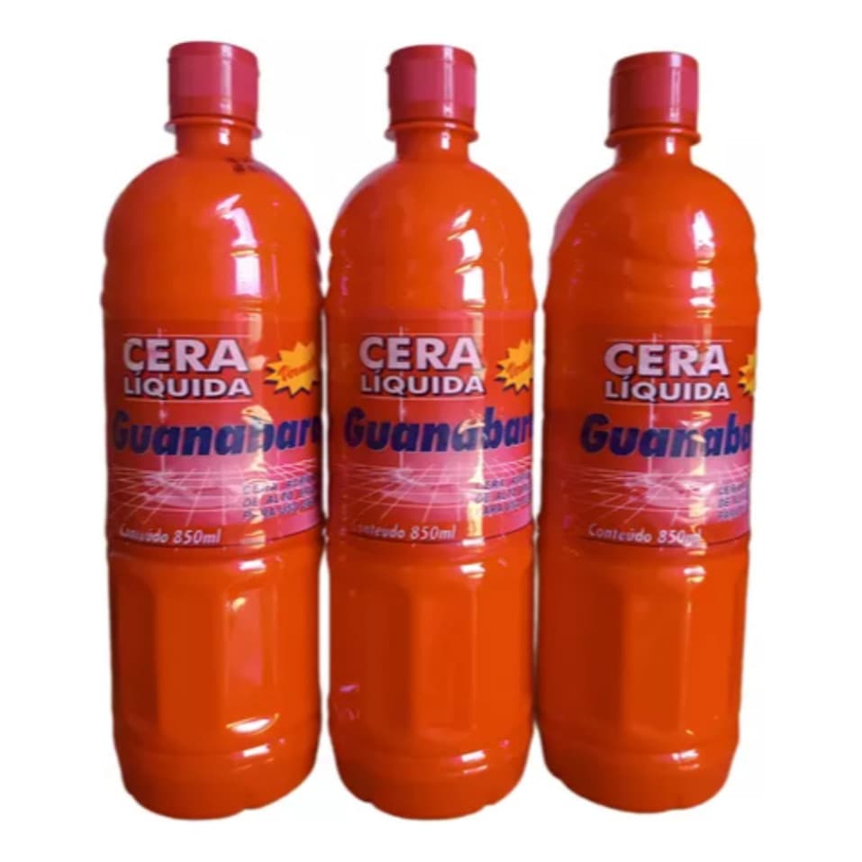 Kit 3 Unds Cera Líquida Acrílica Vermelha 850ml Guanabara