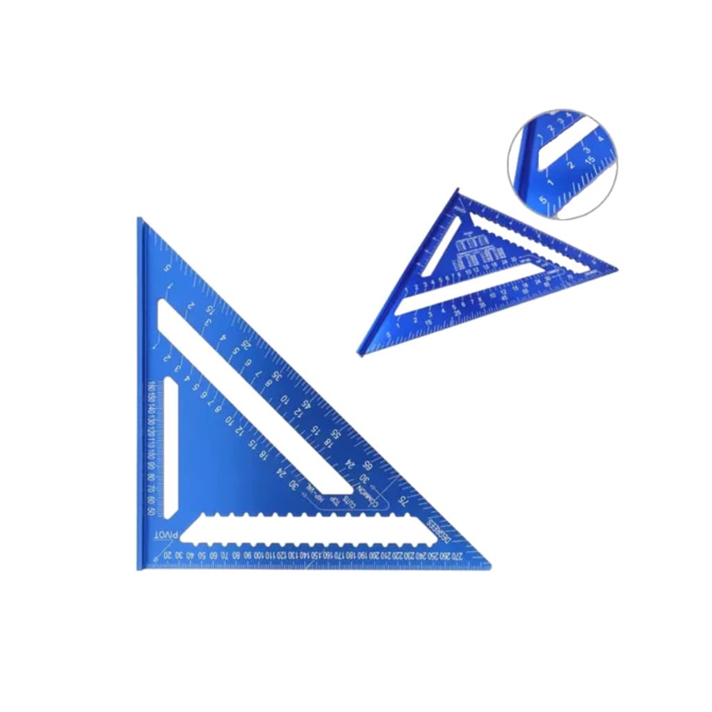 Esquadro Rápido Triangular Régua E Transferidor 12 Polegadas Cor Azul Top