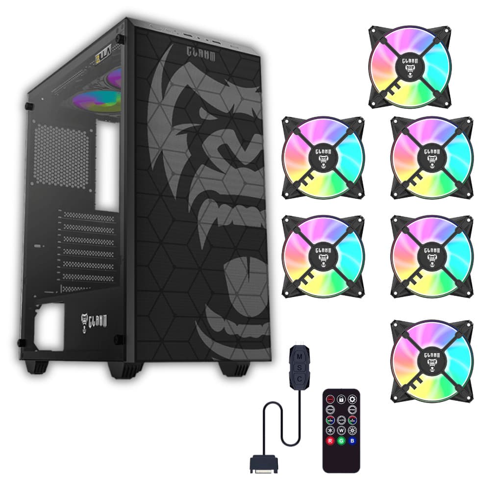 Gabinete Gamer Zilla Vidro + 6 Fans ARGB + Controladora Clanm