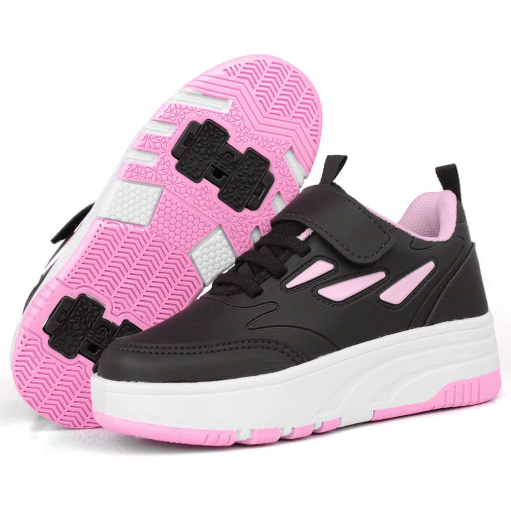 Tênis De Rodinha Infantil Menino Azul Menina Rosa 2 Rodinhas Removíveis Patins Calce Fácil