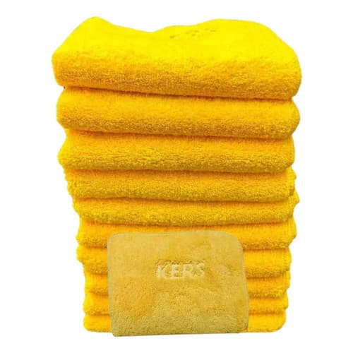 Kit 10 Flanelas Pano De Microfibra 360gsm 40 X 60cm Kers Dual Loop Cor Amarelo