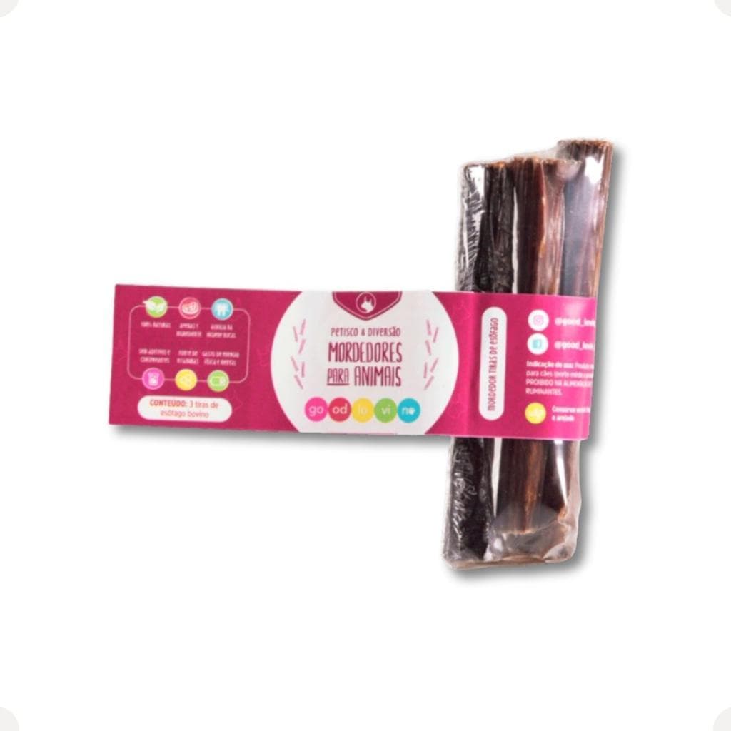 Snack Natural Tiras De Esôfago Bovino 3Un Petisco Para Cães Mastigável Saudável Anti Estresse Rico Em Colágeno