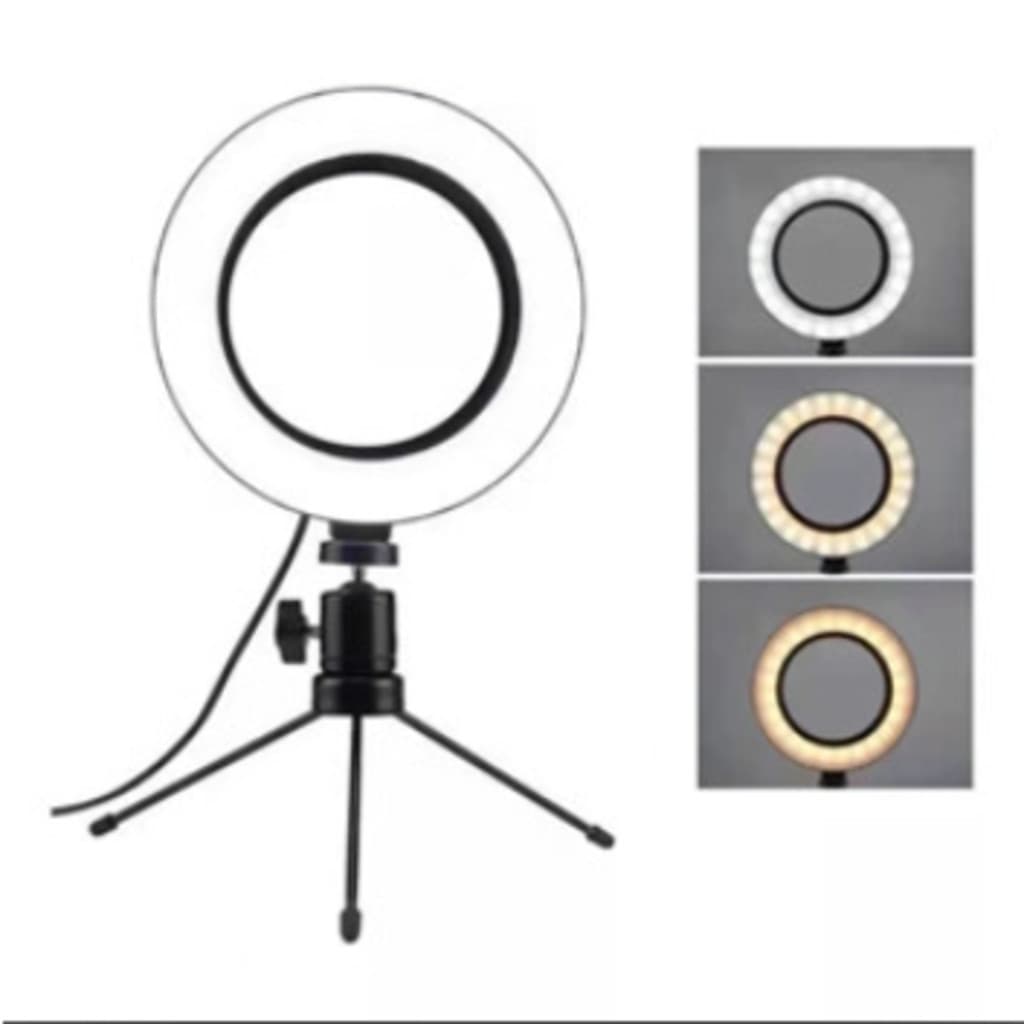 Ring Light de Mesa Blogueira Portátil Luminária De Led 6 Polegadas + Tripé De 16 Cm Right   jimmy