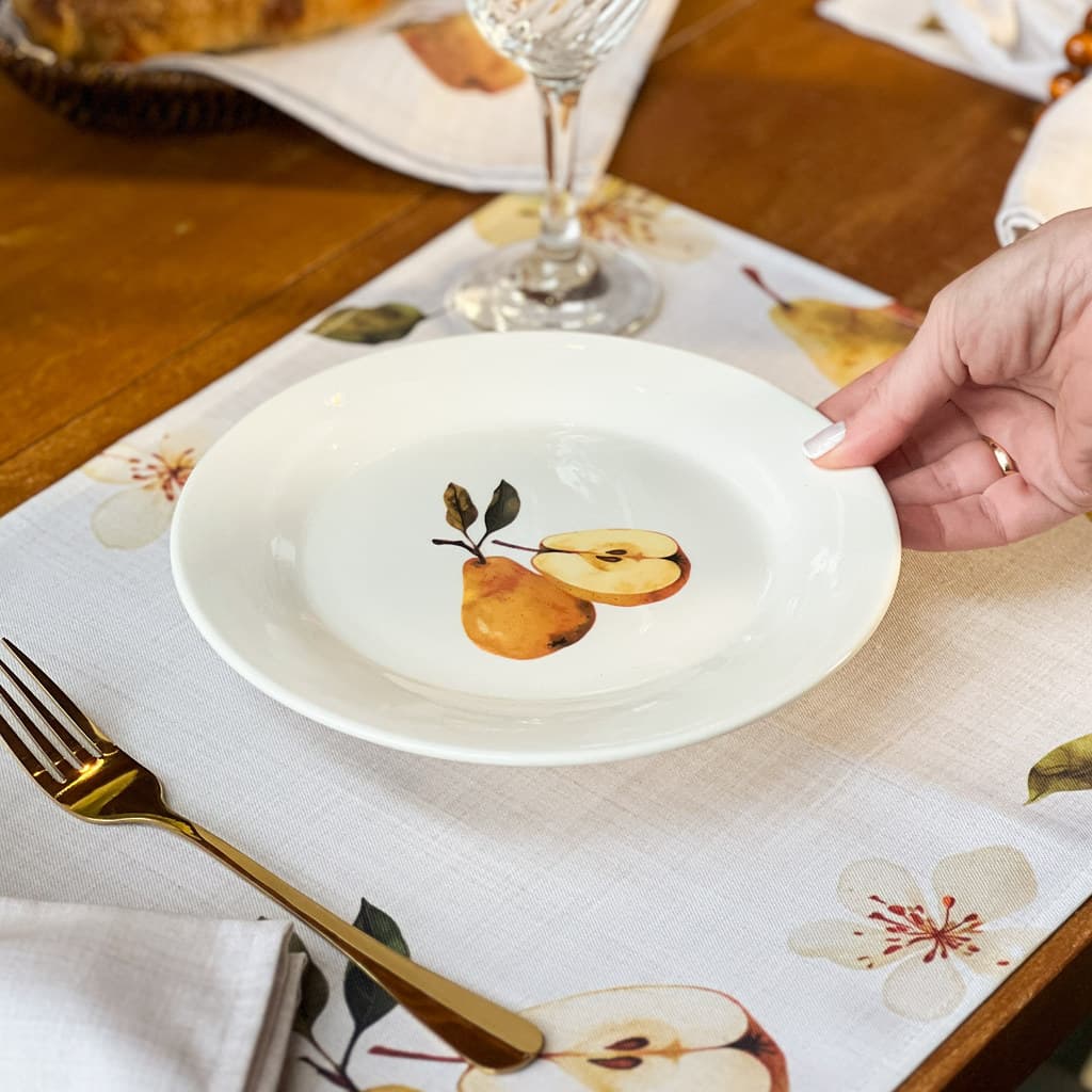 Prato de Sobremesa de Porcelana - Coleção Peras