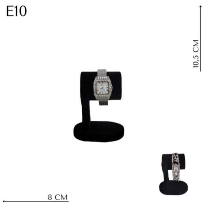 Expositor Brinco Colar Joia Bijuteria Modelo Veludo Preto Modelo Porta Pulseira e Relógios Mini E10