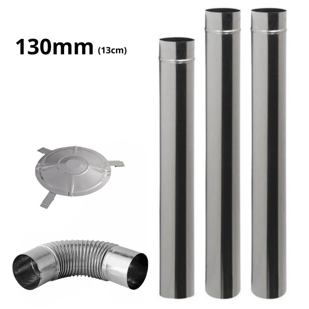 Kit Chaminé  Fogão a Lenha 5 Peças 130mm  Galvanizado c/ Curva