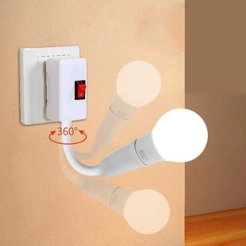 1/2/3 Soquete Extensor E27 com Interruptor 360° – Suporte de Lâmpada Flexível 110-220V LED/Incandescente Lucky Star