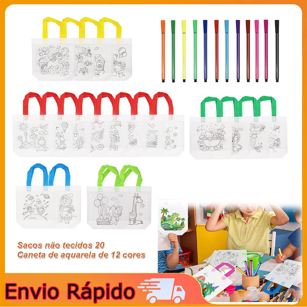 20 sacos não tecidos graffiti das crianças 10 padrões brinquedos infantis brinquedos educativos graffiti brinquedos
