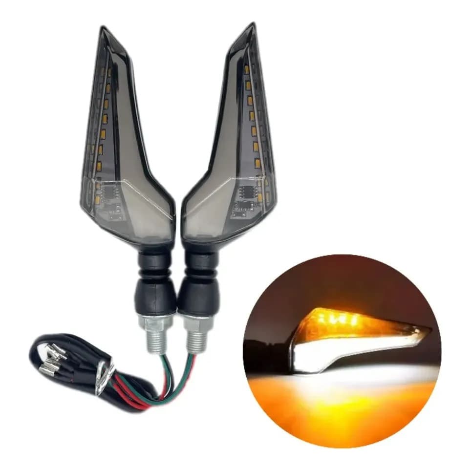 Par De Pisca Seta Sequencial Para Moto Led Branco Âmbar