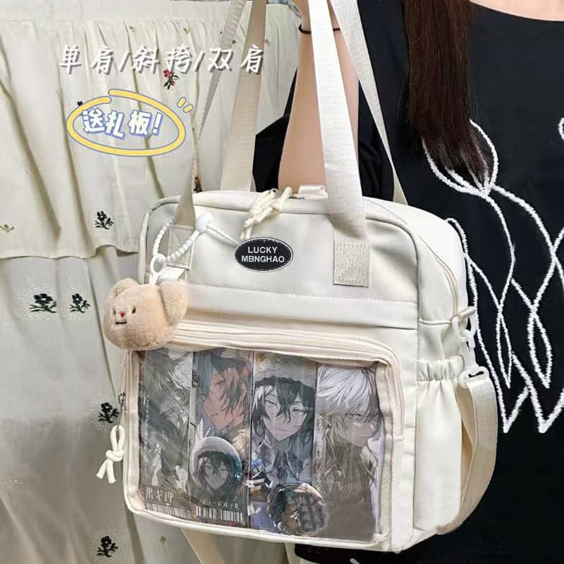 Japonês portátil Tote dor saco feminino grande capacidade estudante festa mochila Cross-corpo dupla utilização saco boni