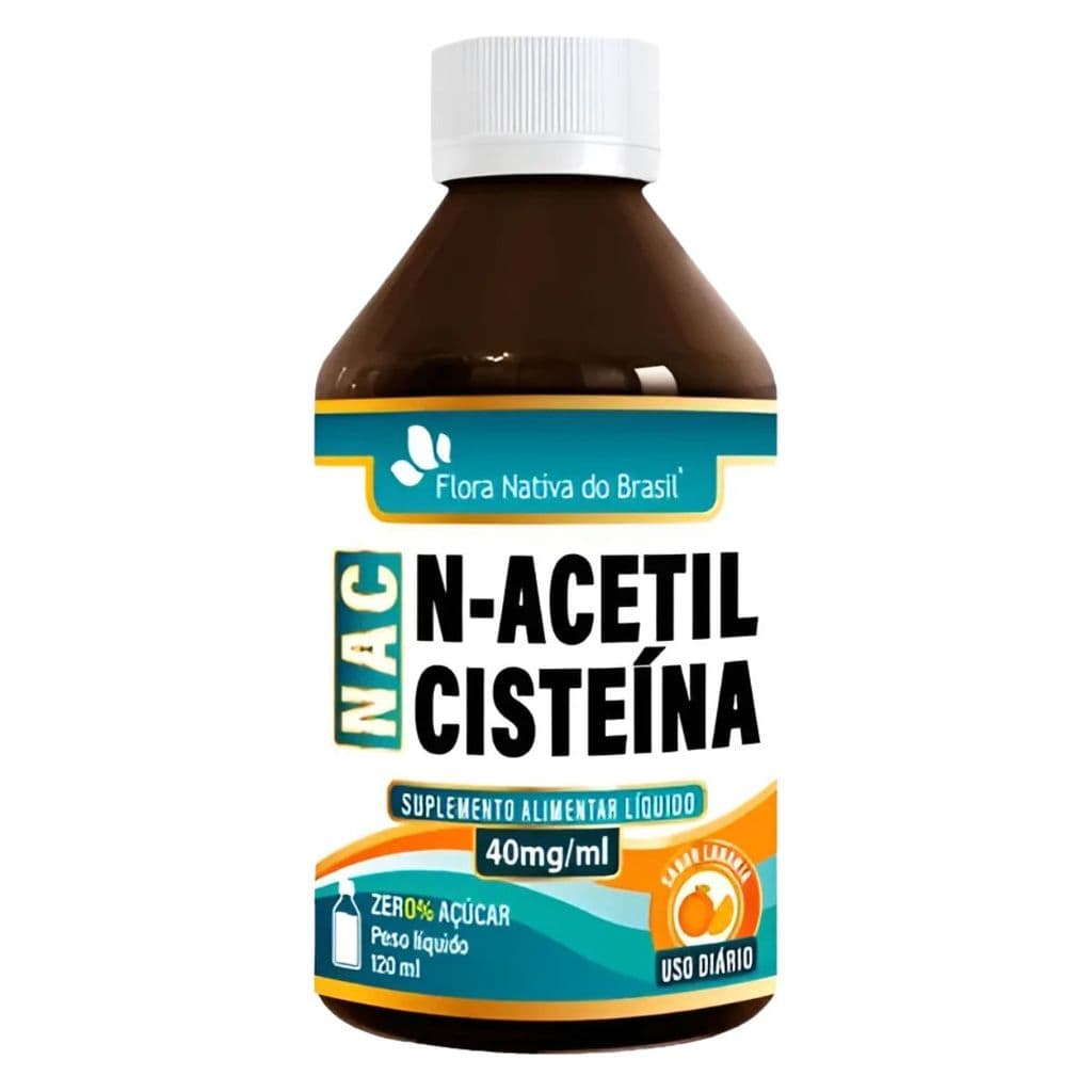 NAC (N-ACETILCISTEINA) 40MG/ML EM LIQUIDO 120 ML (SABOR LARANJA ) FLORA NATIVA