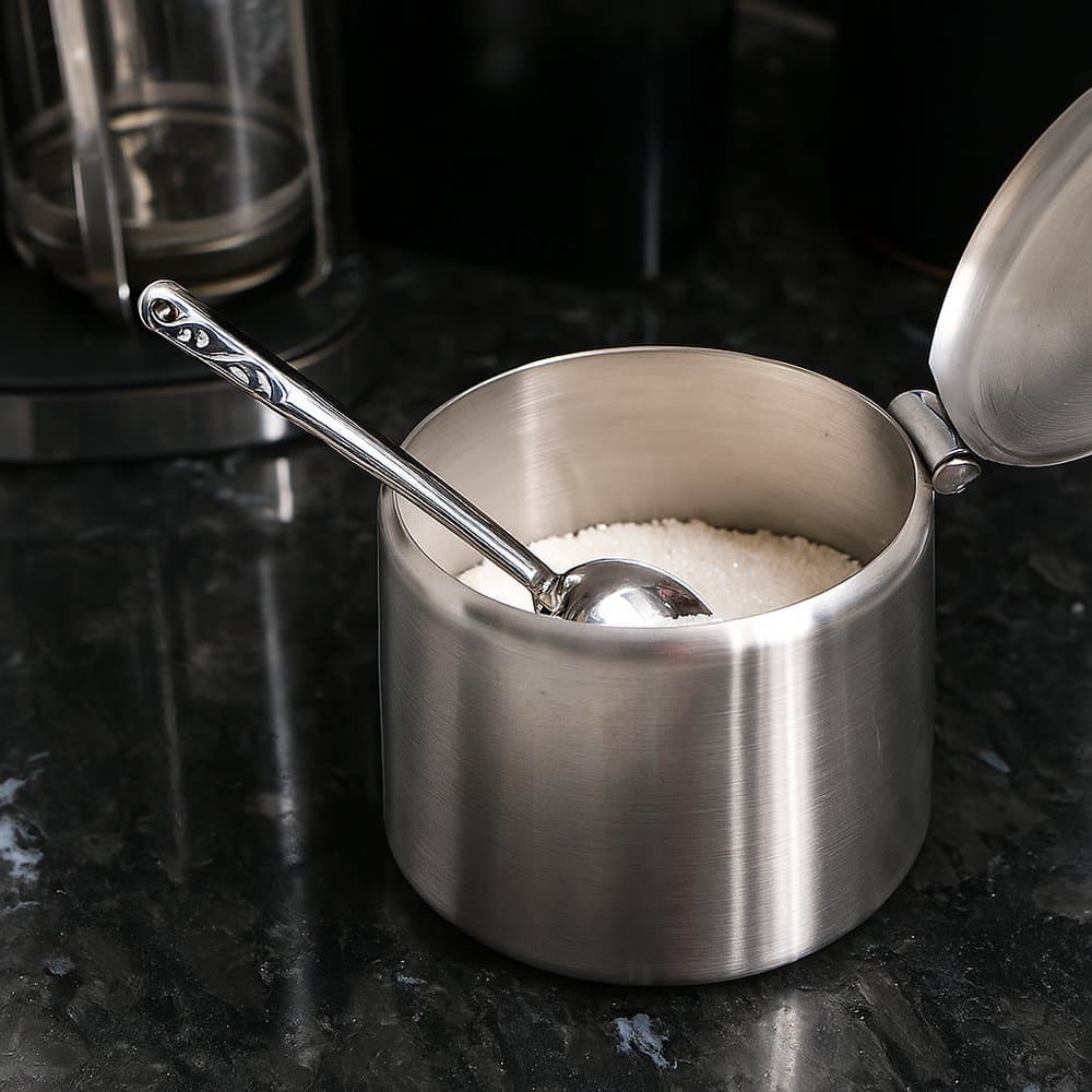Açucareiro de aço inox com colher 420ml