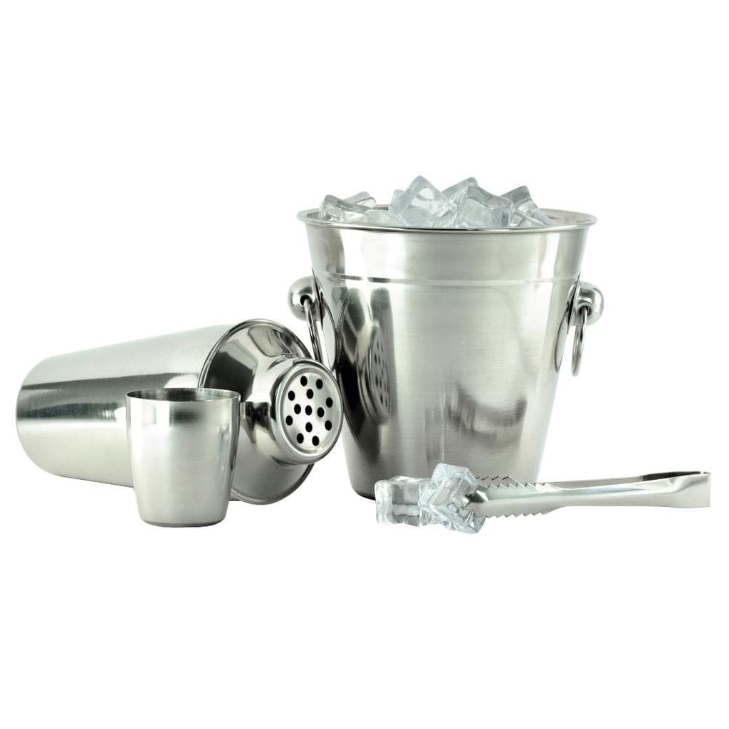 Kit para Coquetel 3 Peças - Coqueteleira / Balde de Gelo / Pegador em Inox