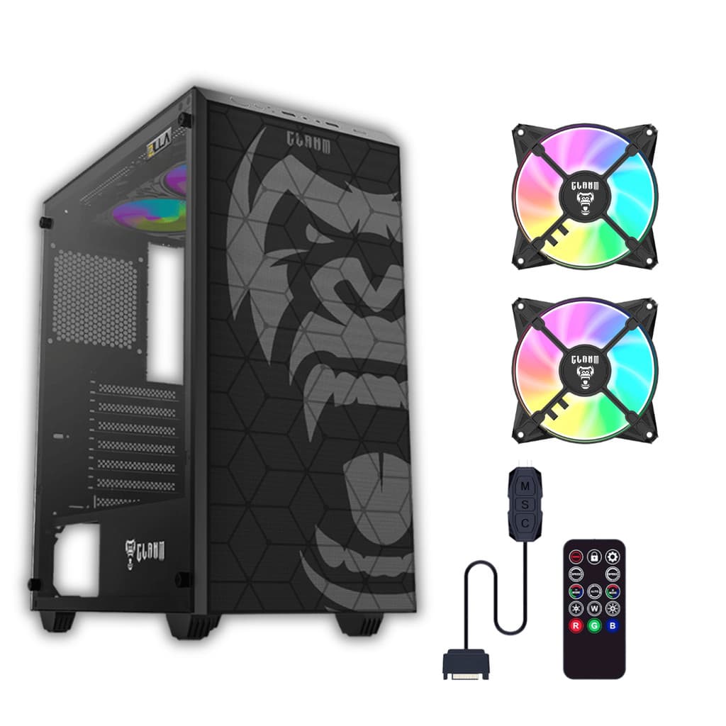 Gabinete Gamer Zilla Vidro + 2 Fans ARGB + Controladora Clanm