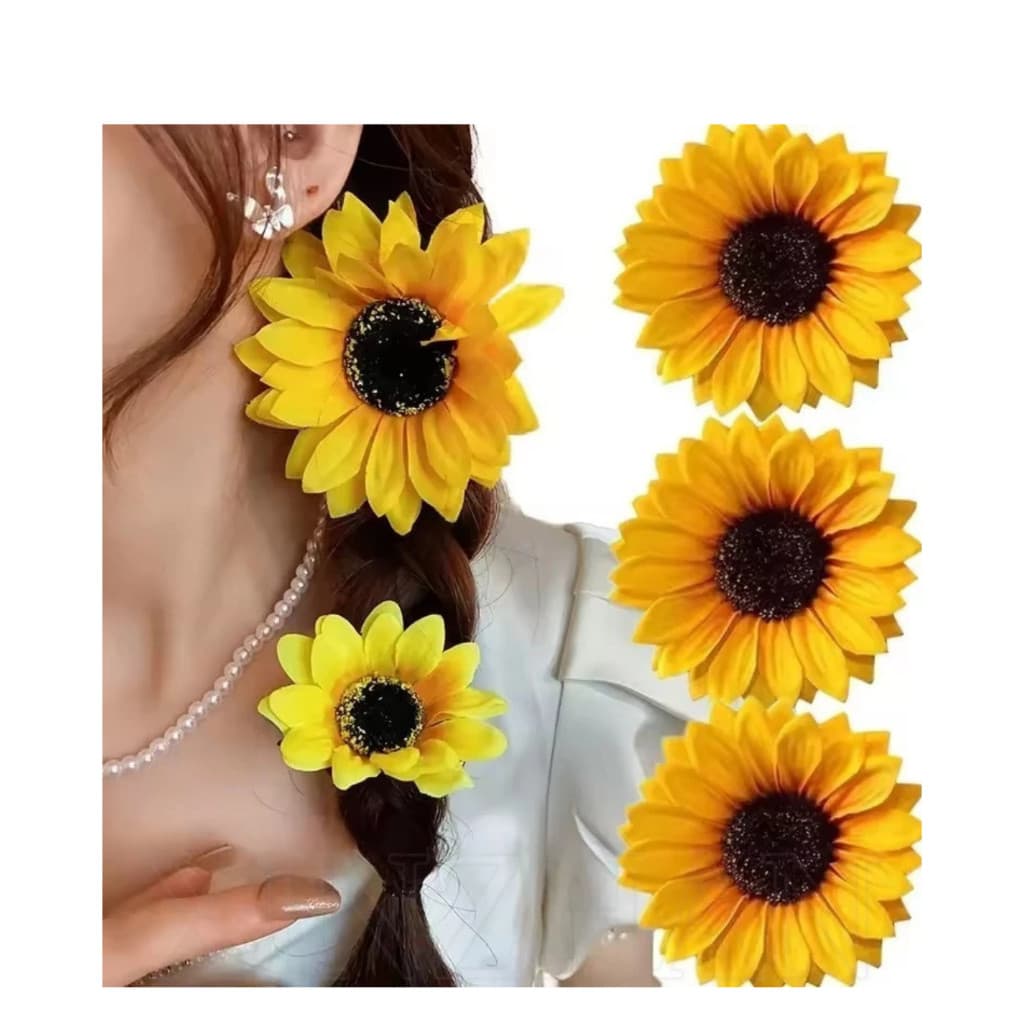 Presilha de Girassol Carnaval Grampo  Floral Acessórios Tamanho P e G