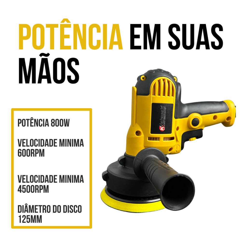 Politriz Polidor  Angular Automotivo 850w Multifunções 5 Pol 4500Rpm + Boinas Profissional