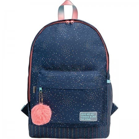 Mochila Academie Dots Azul Com Frase - Tilibra