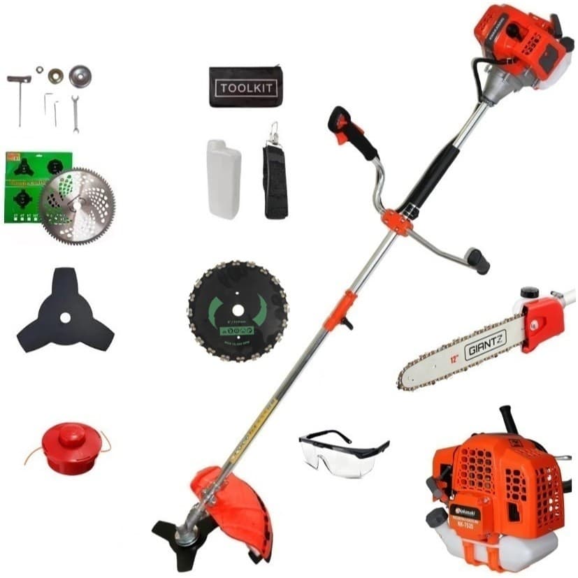 Roçadeira 75cc - 3.5hp Profissional a Gasolina Knakasaki Com Motopodador Mini serra Discos e Lamina