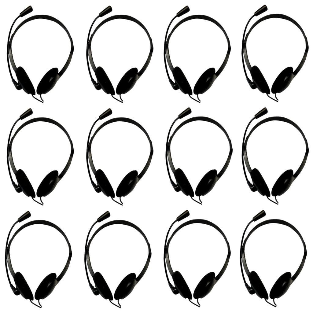Kit com 12 Headsets Office Usb Adaptador Usb-C Preto Bright