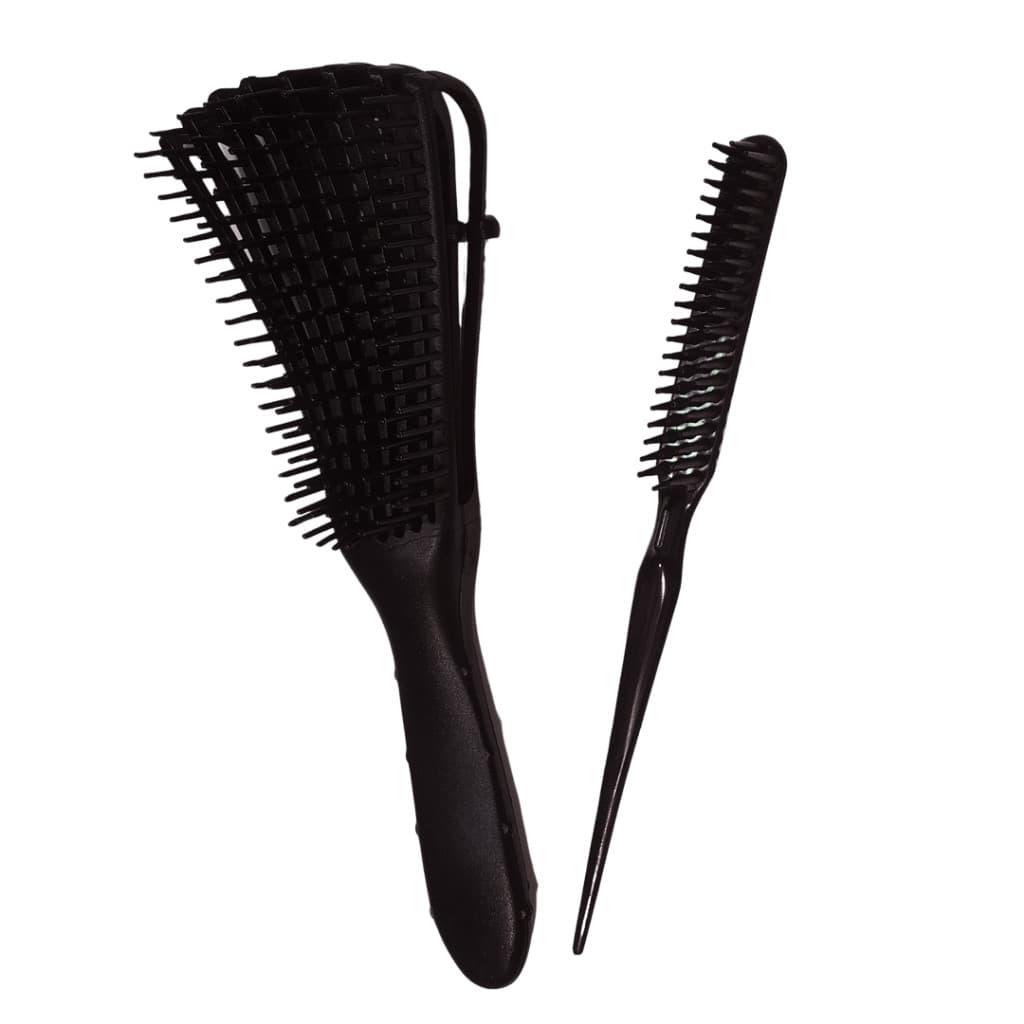 Kit Escova Polvo + Pente 3 Fileiras Desembaraço Cores Sortidas