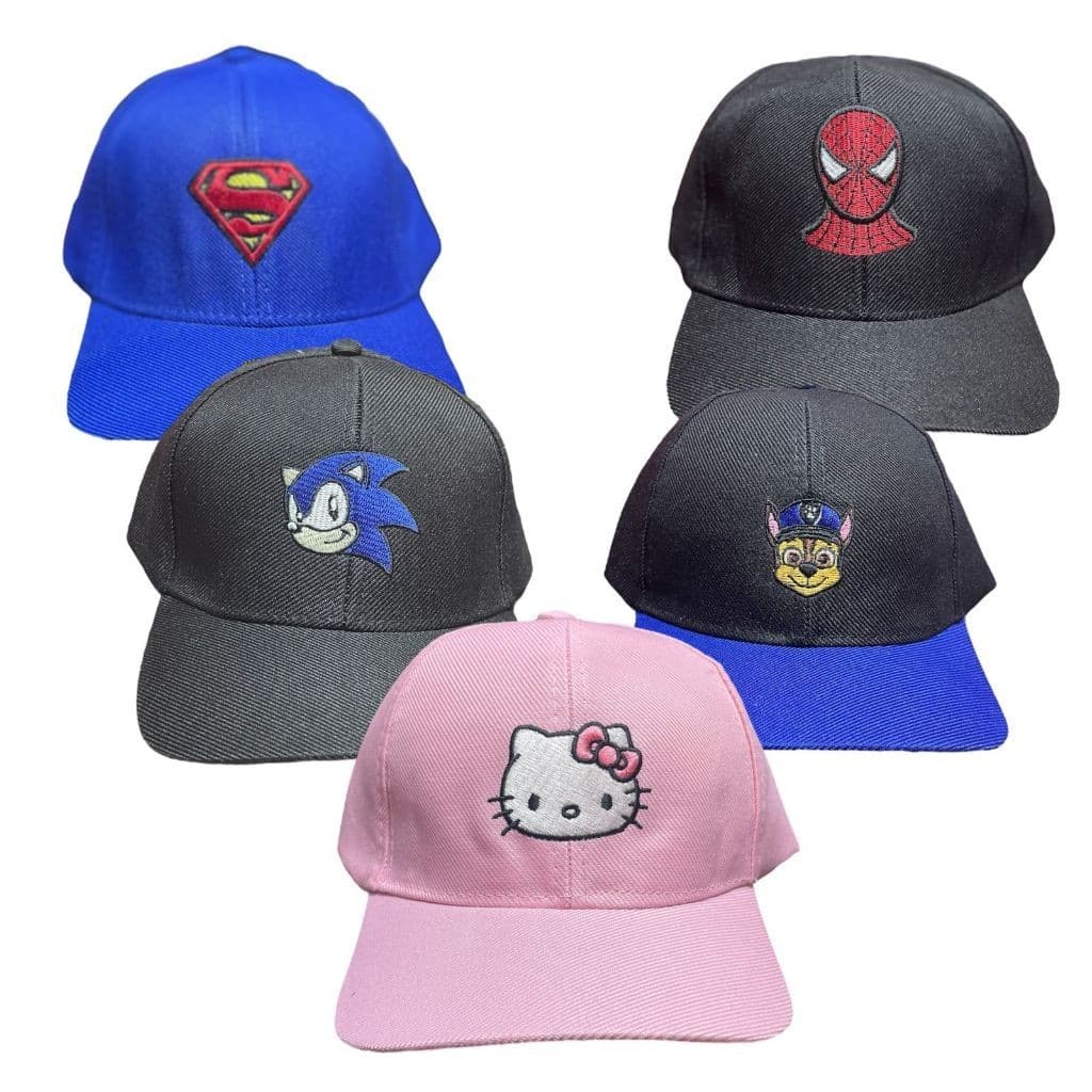 Boné Juvenil Bordado Temas Variados Bone Menino Menina infantil Ajustavel Superman Sonic Homem Aranha Infantil Unissex