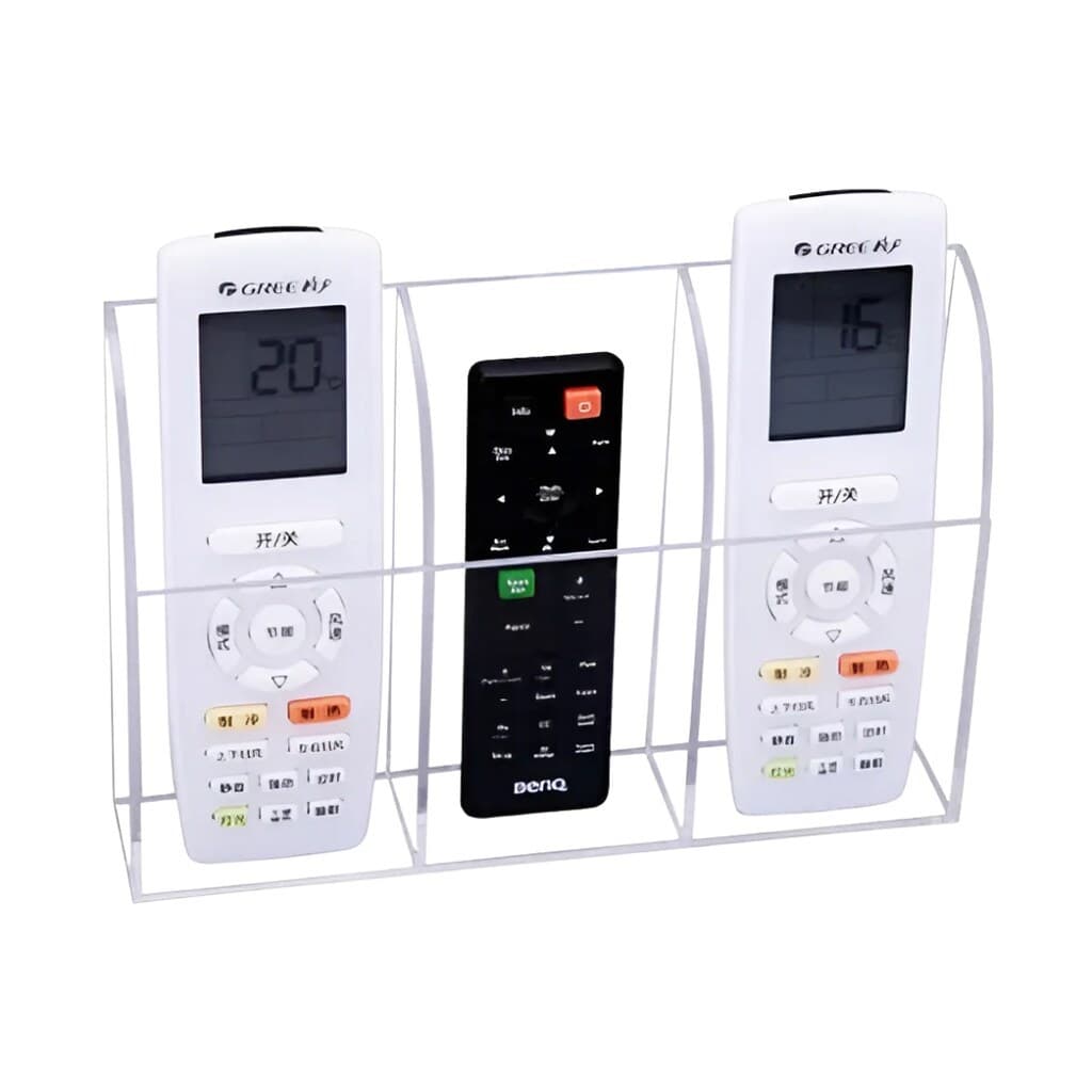 Suporte De Parede Porta 3 Controles Remoto triplo em acrílico p controle de Ar Tv ventilador - 21X4X14CM