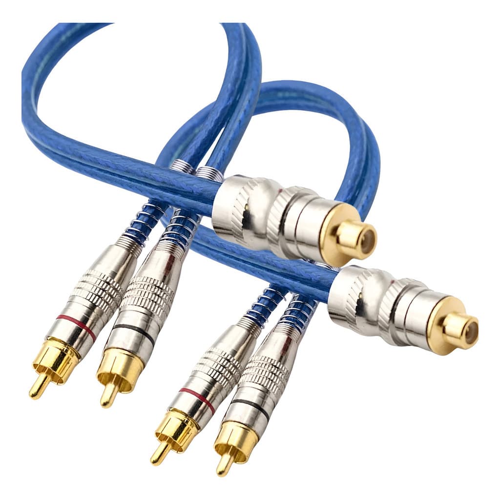 Kit 2 Cabo Rca Y Blindado 2m/1f Som Automotivo Módulo Potênc