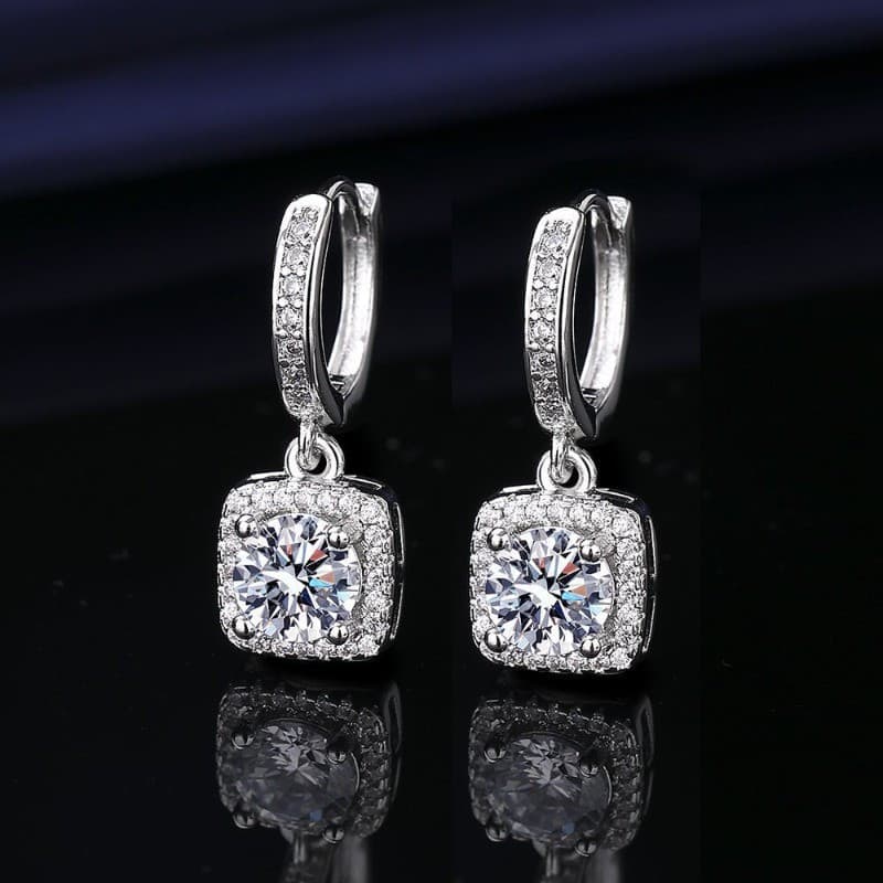 Brincos Clássicos De Moissanite 1CT-E Gotas De Zircônia Quadrada , Joias De Luxo Femininas