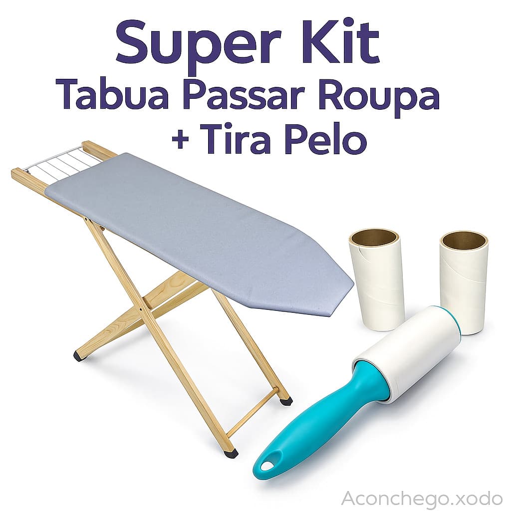 KIT Tábua de Passar Roupa + Rolo Adesivo Tira Pelo, Tábuas Estampadas Sem forro Térmico