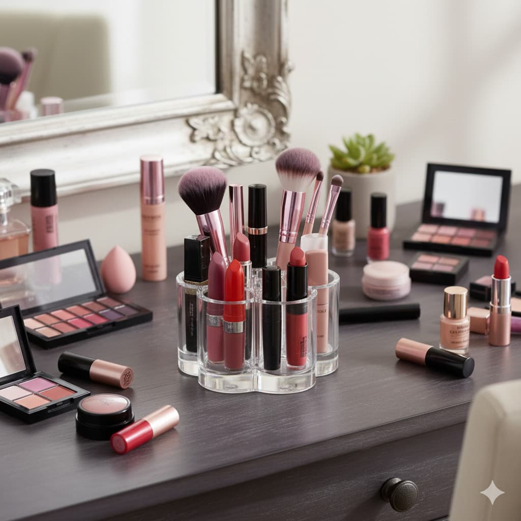 Porta Batom E Gloss Acrílico Transparente Organizador Mesa Luxo