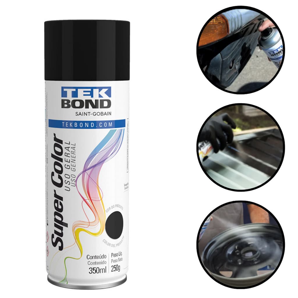 Tinta Spray Preto Fosco Tekbond 350ml/250g