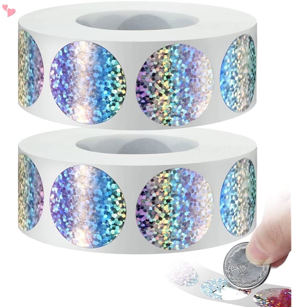 500pcs Scratch Offs Adesivo DIY Círculo Holográfico Adesivos Redondos Prata Holograma Glitter Etiquetas Faça Seu Próprio