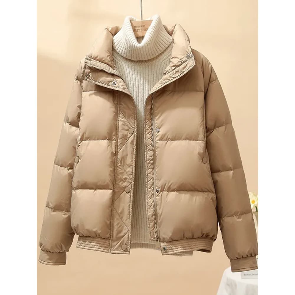 Jaqueta acolchoada curta Roupas femininas 2026 Inverno Novo estilo Jaqueta acolchoada grossa Jaqueta acolchoada pequena