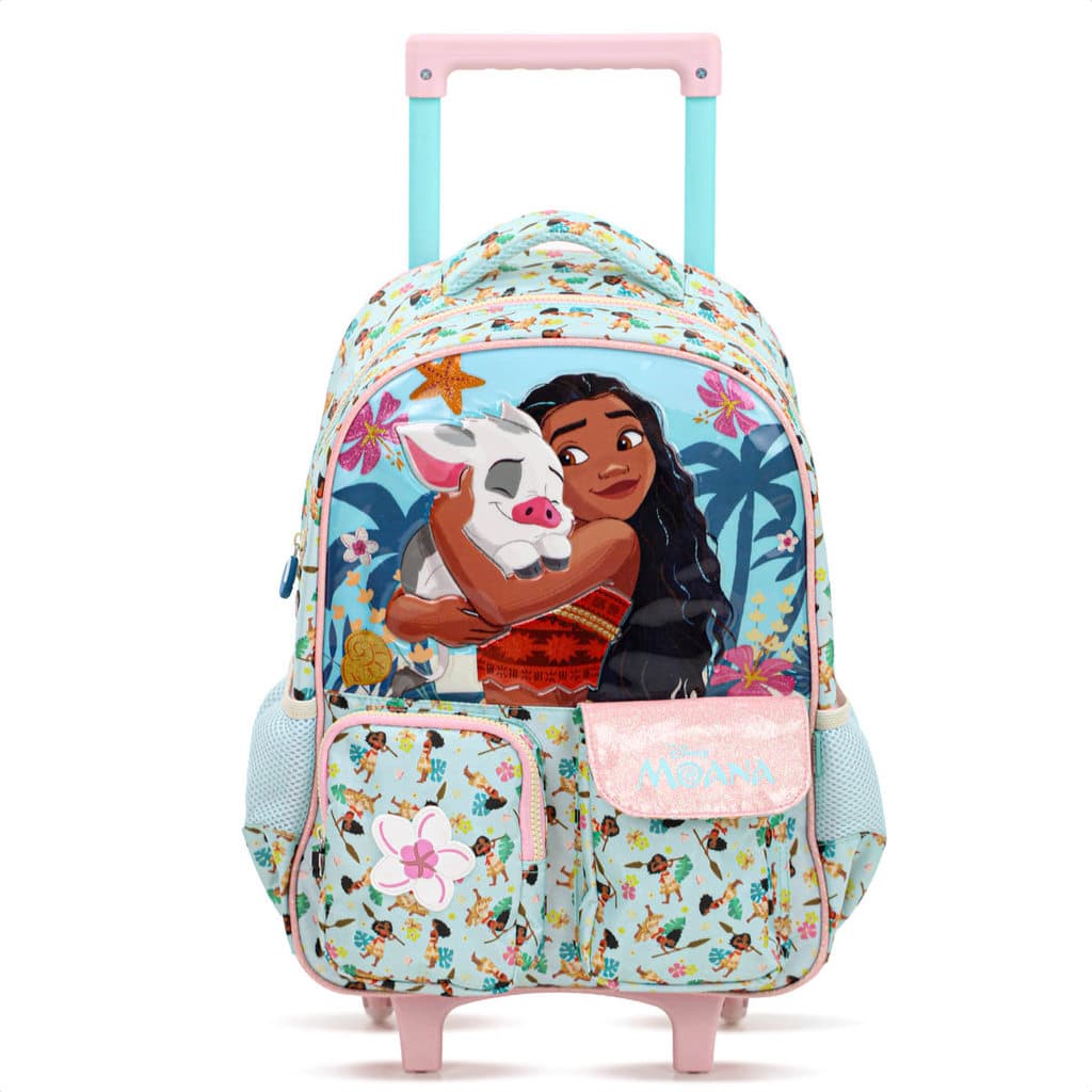 Mochila Com Rodas Escolar Xeryus 16 Disney Moana 14780 Azul e Rosa - Infantil