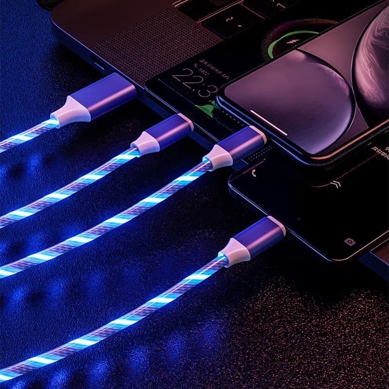 Brilhante cabo de carregamento 3IN1 cabo usb cabo de iphone cabo tipo c cabo Android carregador tipo c cabo tipo c turbo